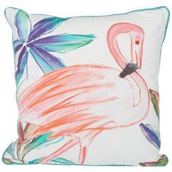 Coastal Home 18x18 Watercolor Flamingo Decorative Pillow