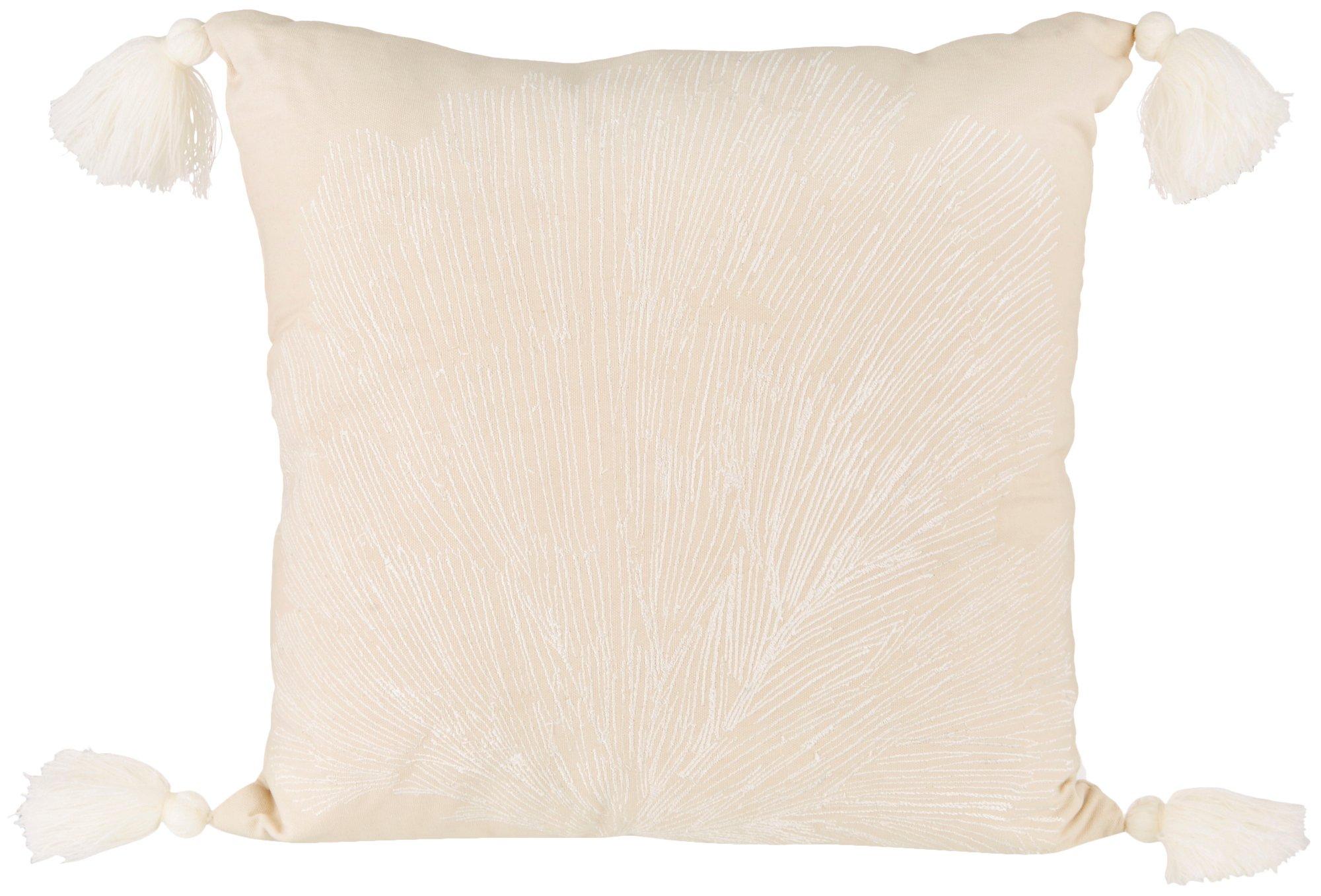 Coastal Home 18x18 Coral Fan Decorative Pillow