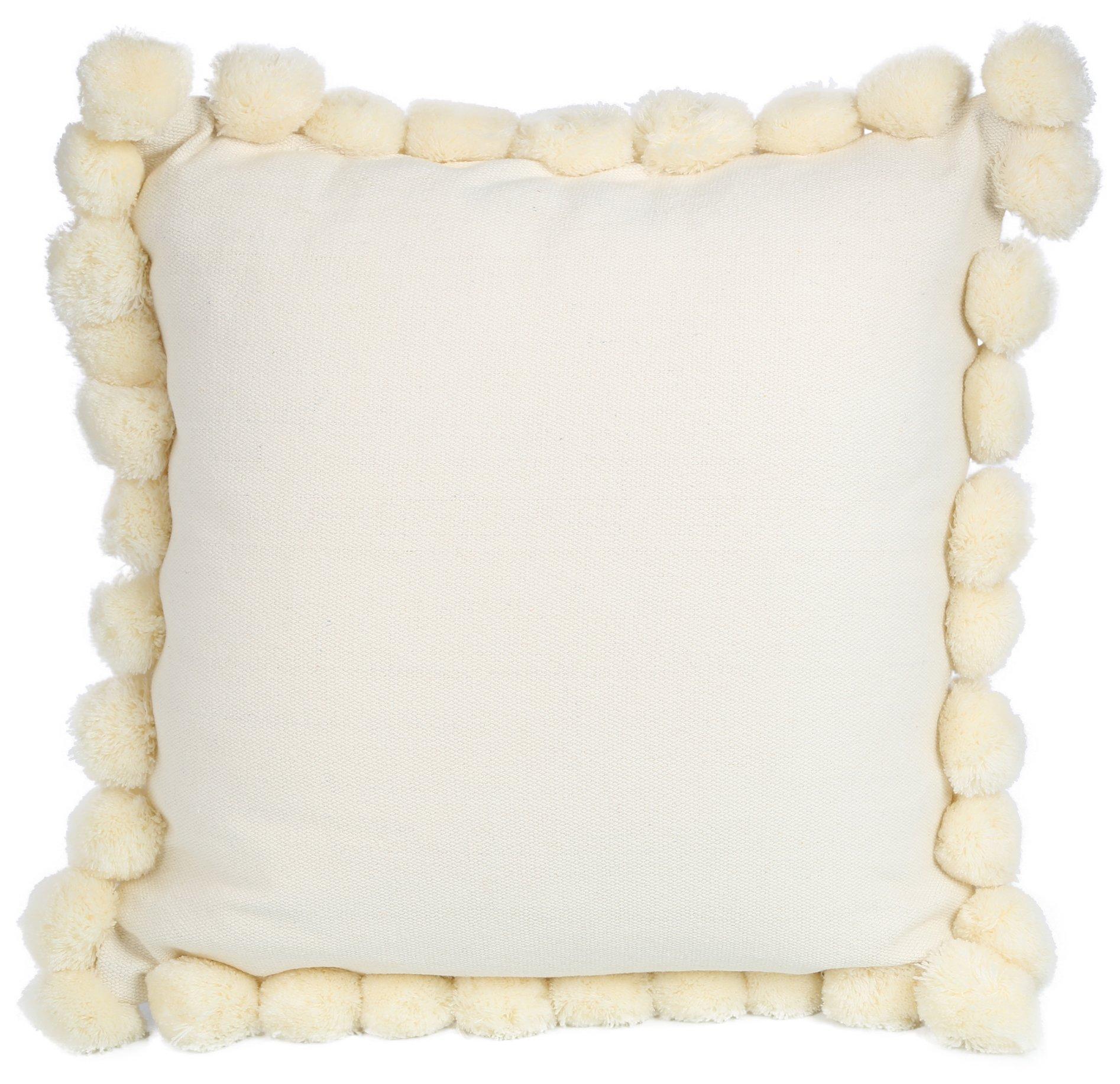 Coastal Home 18x18 Solid Pom Pom Decorative Pillow
