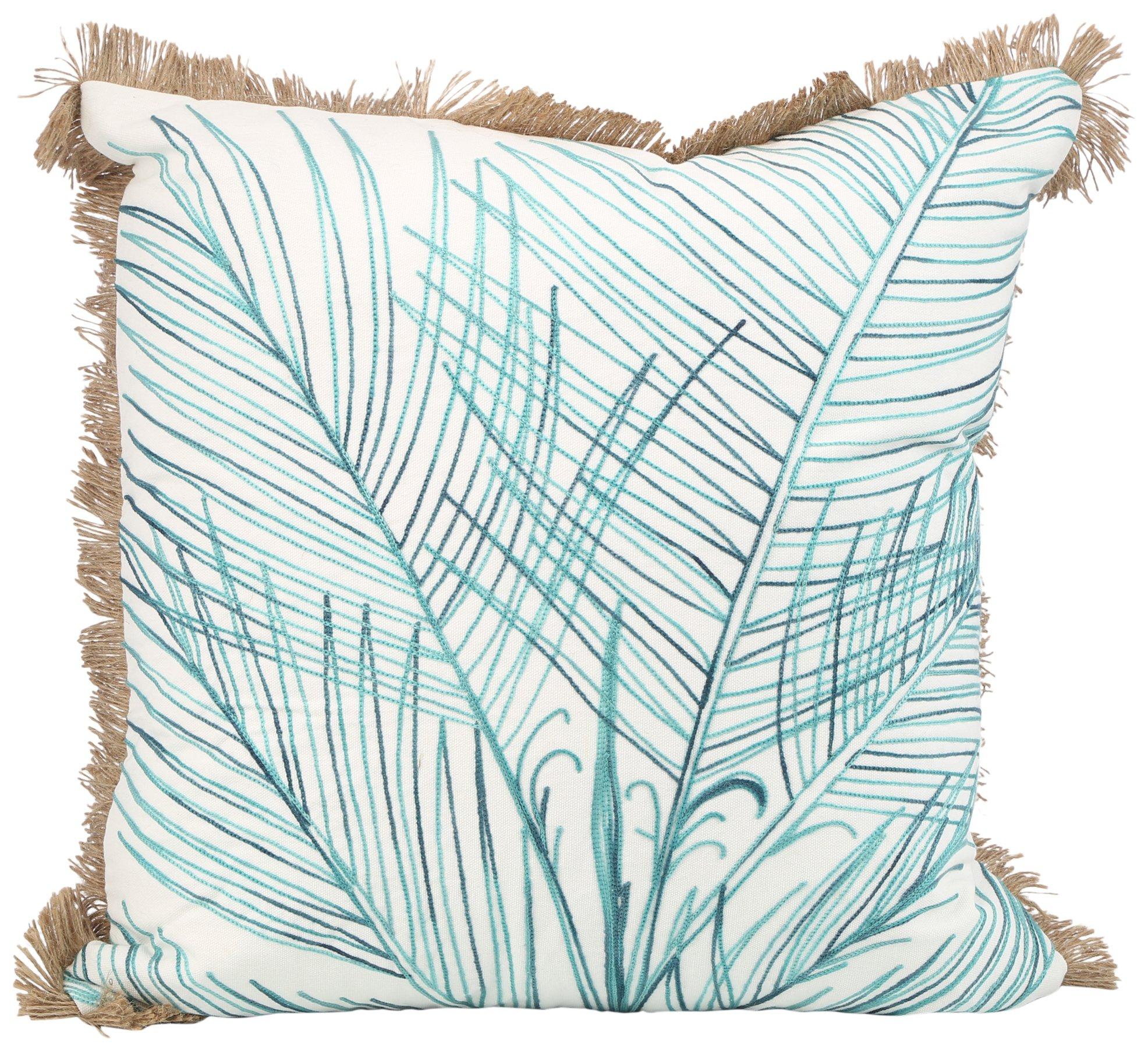 18x18 Tropical Palm Fringe Decorative Pillow