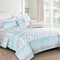 Coastal Home Sophisticated Shell Quilt Set
