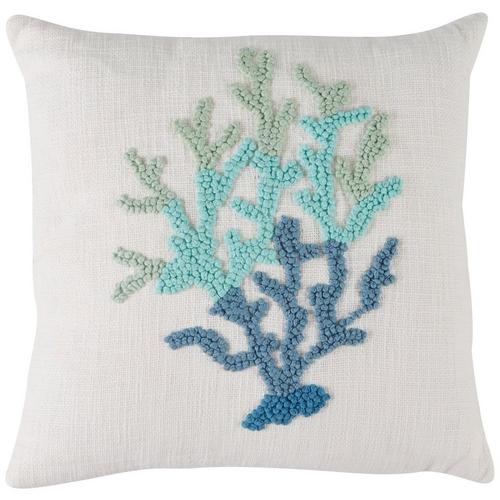 Coastal Home Ombre Coral Embroidered Decorative Pillow
