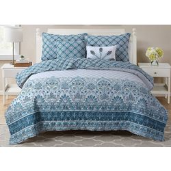 VCNY Home Damask Stitched Reversible Quilt Set
