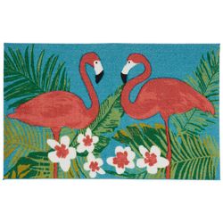 Nourison 20x32 Palm Leaf Flamingos Accent Rug