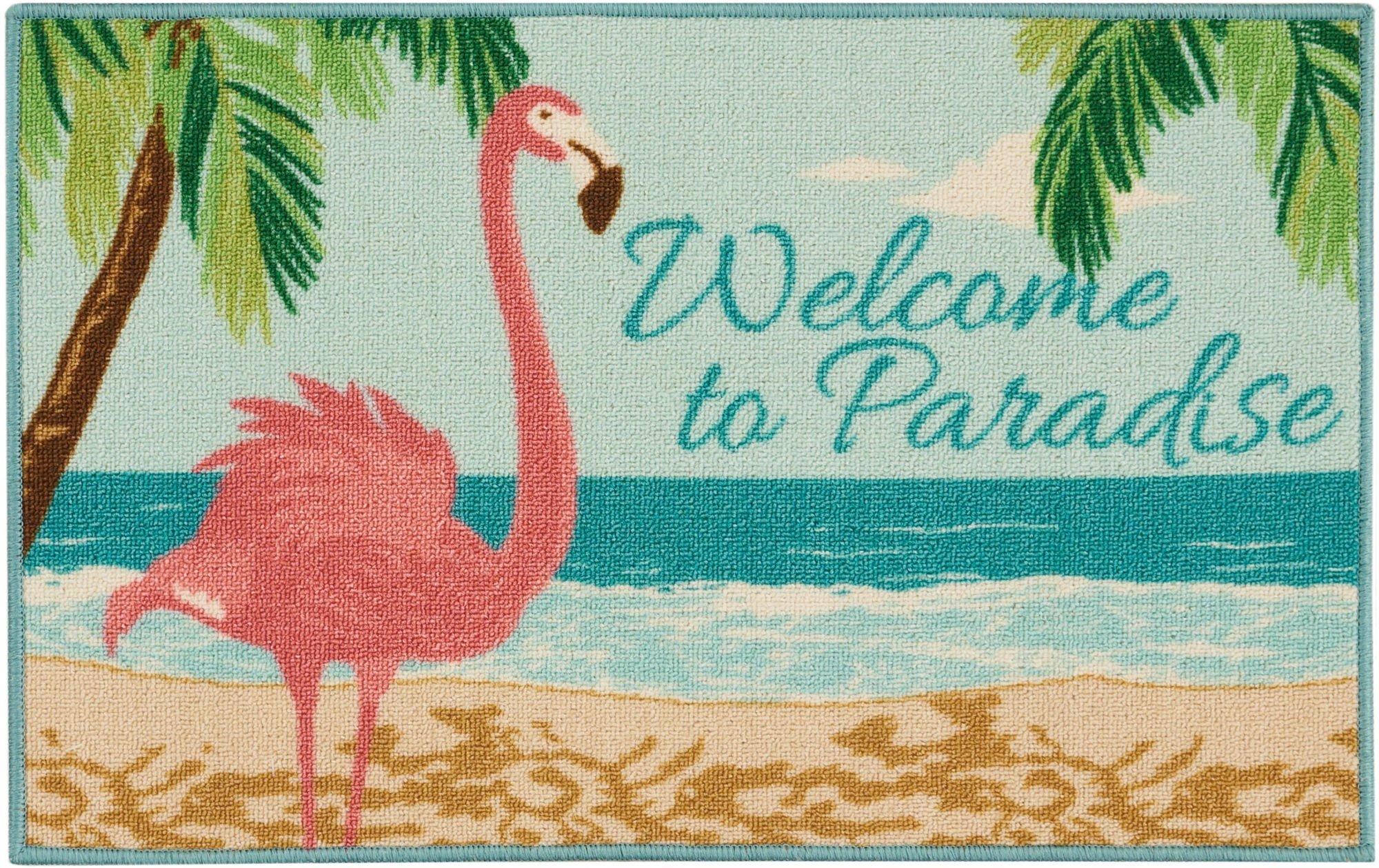 Welcome To Paradise Flamingo Accent Rug