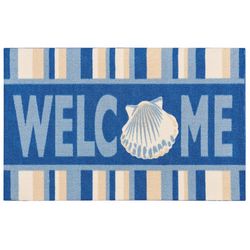 Enhance Striped Welcome Shell Accent Rug