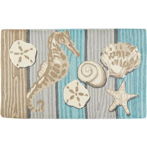 Nourison Beach Seahorse Shells Hand Hooked Accent Rug