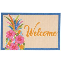 Welcome Floral Pineapple Accent Rug