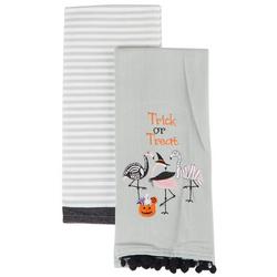 16x26 2pk Trick or Treat Flamingo Kitchen Towels