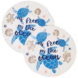 2-pk. As Free As The Ocean Round Placemat Set