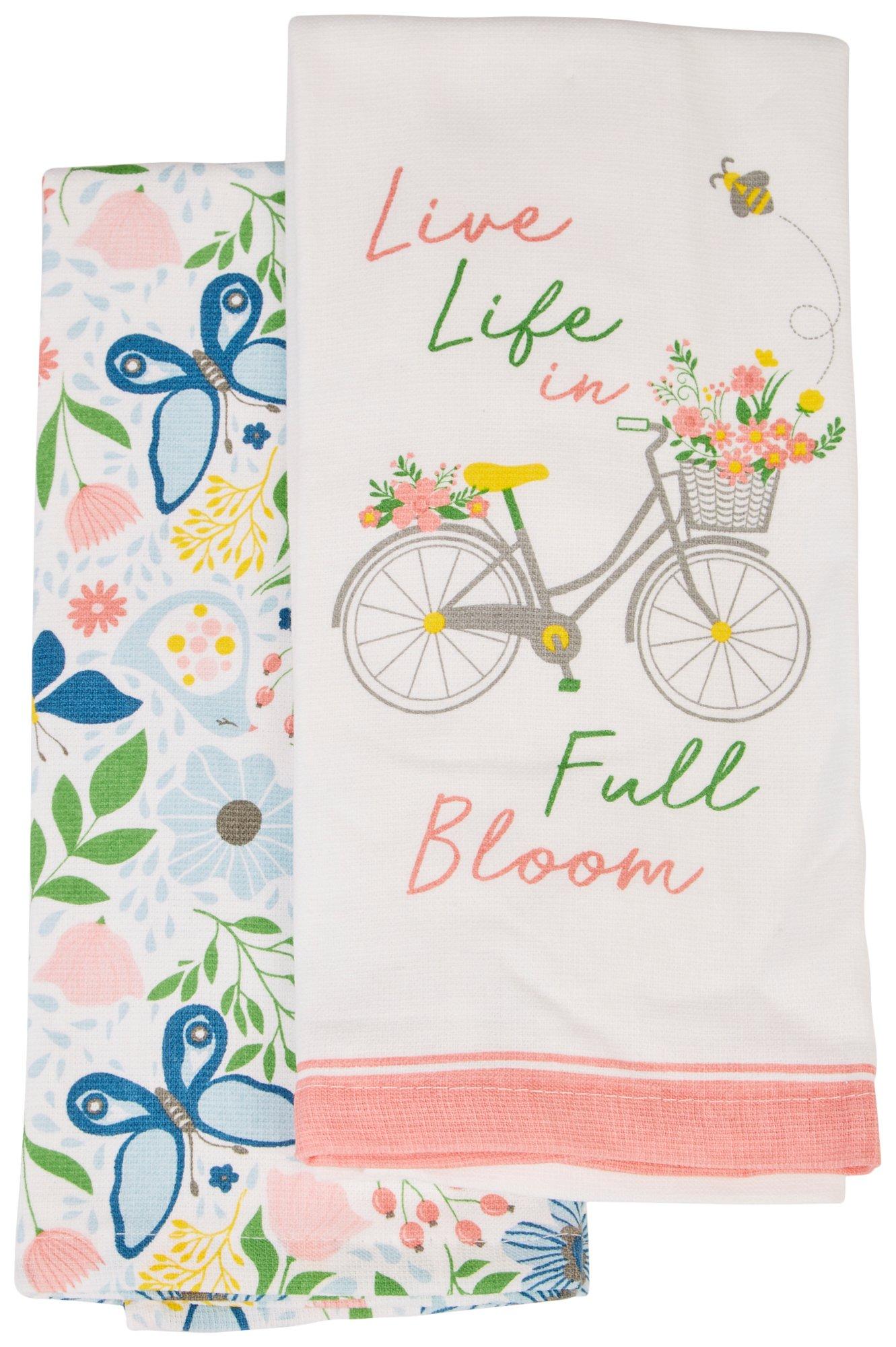 PBS Homegoods Est. 2018 Kitchen | Fall Flamingo Flock Together Kitchen Towels Set of 2, Fall Beach Kitchen Towels | Color: Blue/Pink | Size: 18” x 28”