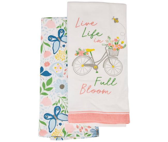 Blossoms and Blooms set of 2 Kitchen dish towels Easter Spring Cute Pretty  Fun