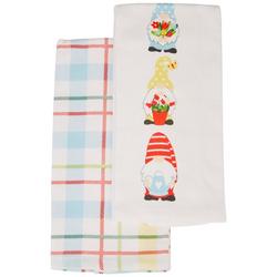 2 Pk Gnomes & Plaid Kitchen Towel Set