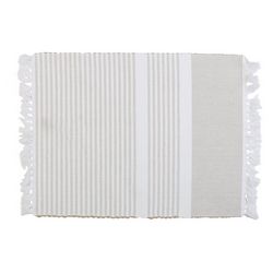 Homewear 13x19 Natural Stripe Fringed Placemat