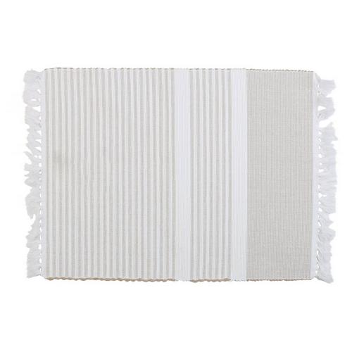 Homewear 13x19 Natural Stripe Fringed Placemat