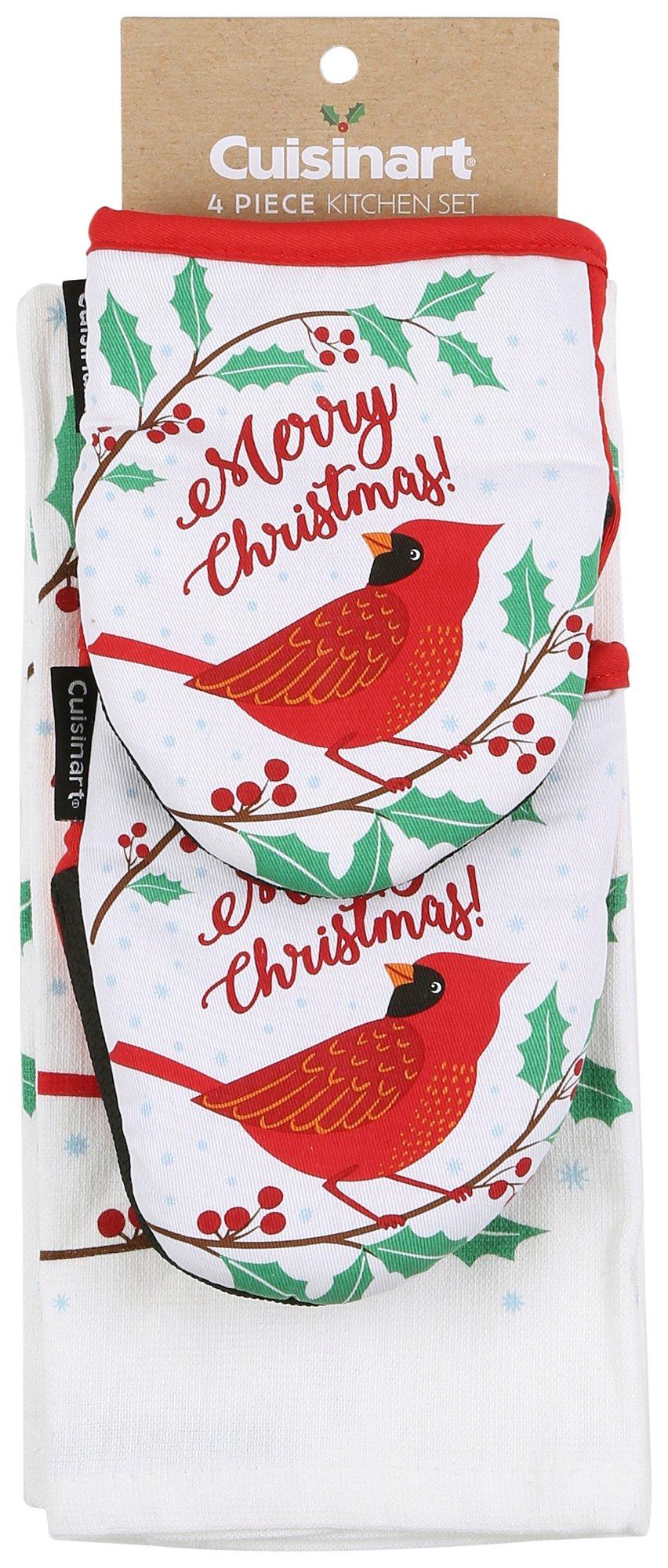 Set of 2 WINTER GARDEN Floral & Joy Cardinal Christmas Kitchen Towels by  Kay Dee Designs