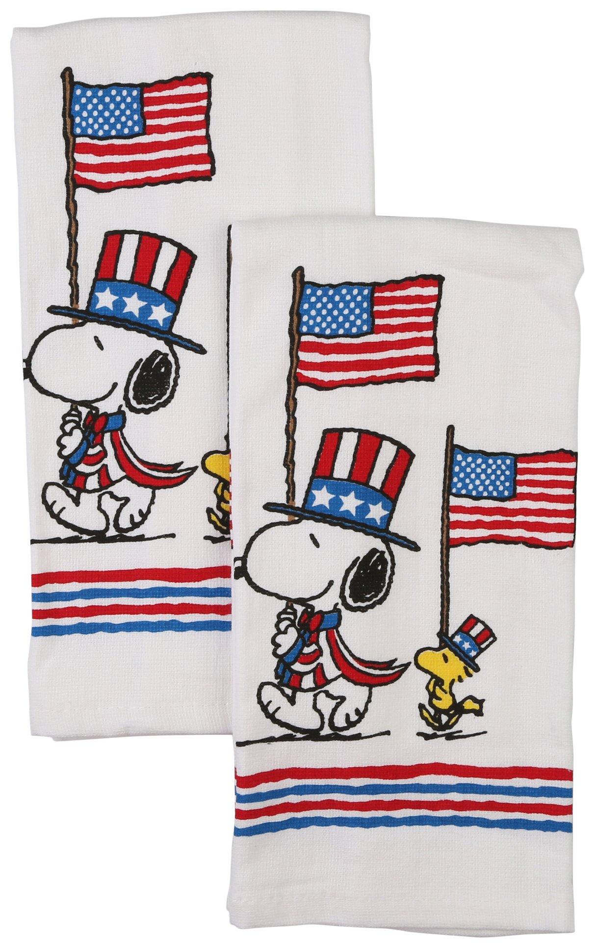 2 Pk Patriotic Snoopy Kitchen Towels