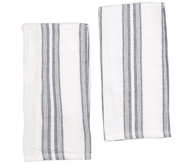2PK New CUISINART Cotton Kitchen Towels Blue White Striped OR Gray White  Striped