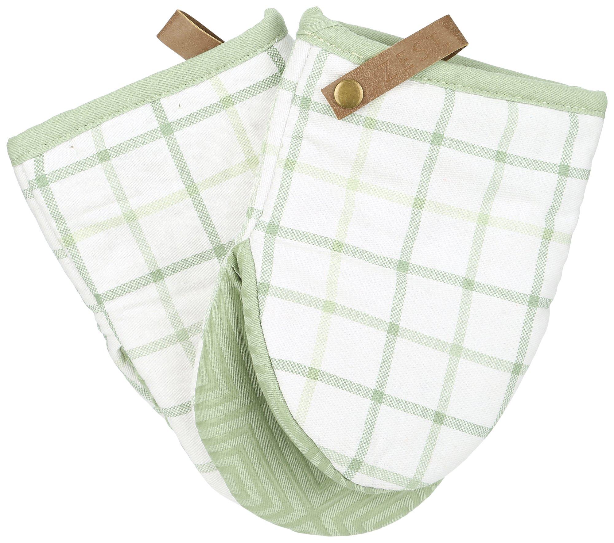 2 Pk 5x8 Quilted Plaid Heat Resistant Mini Oven Mitts