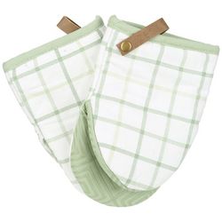 2 Pk 5x8 Quilted Plaid Heat Resistant Mini Oven Mitts