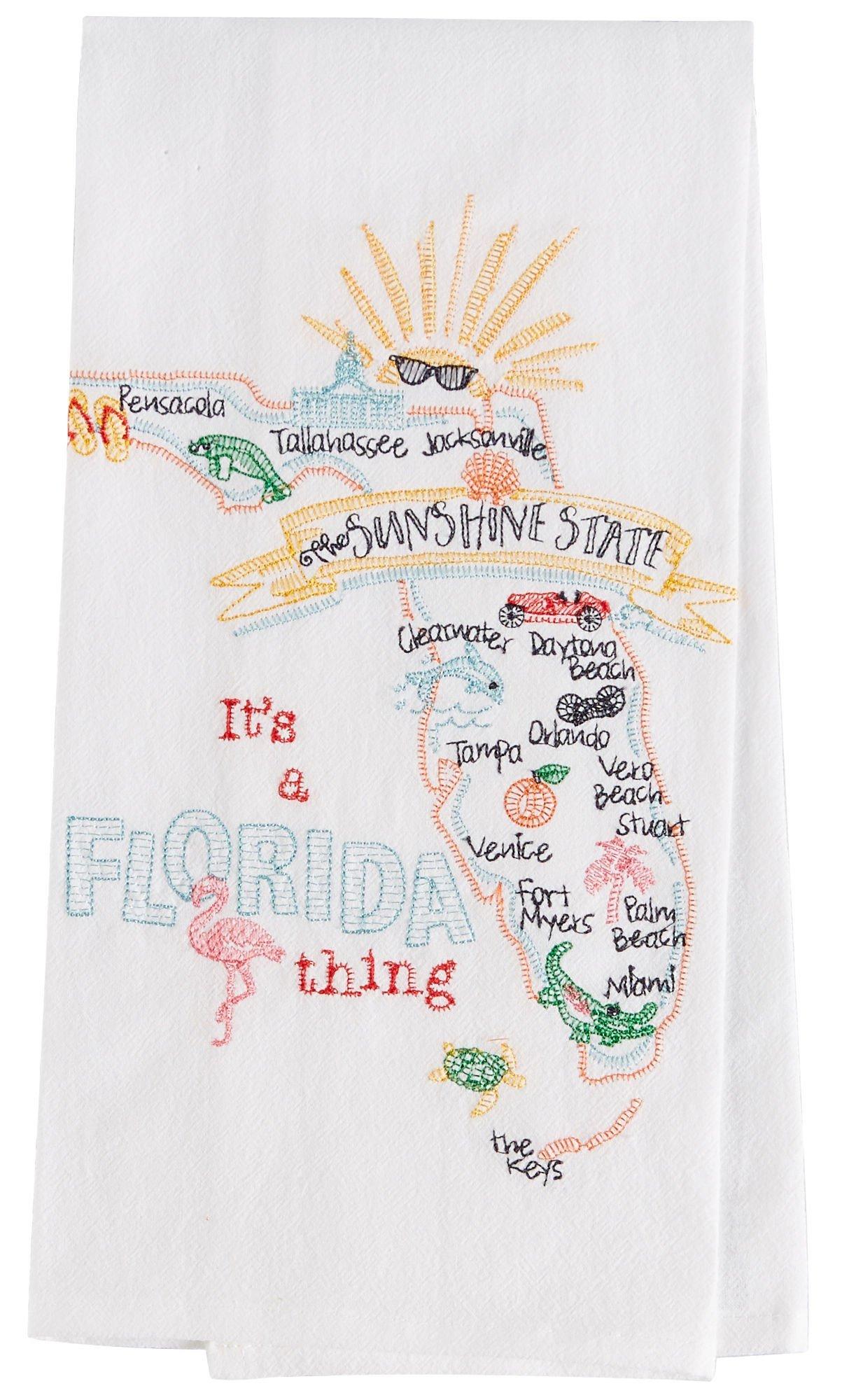 Florida Embroidered Flour Sack Towel