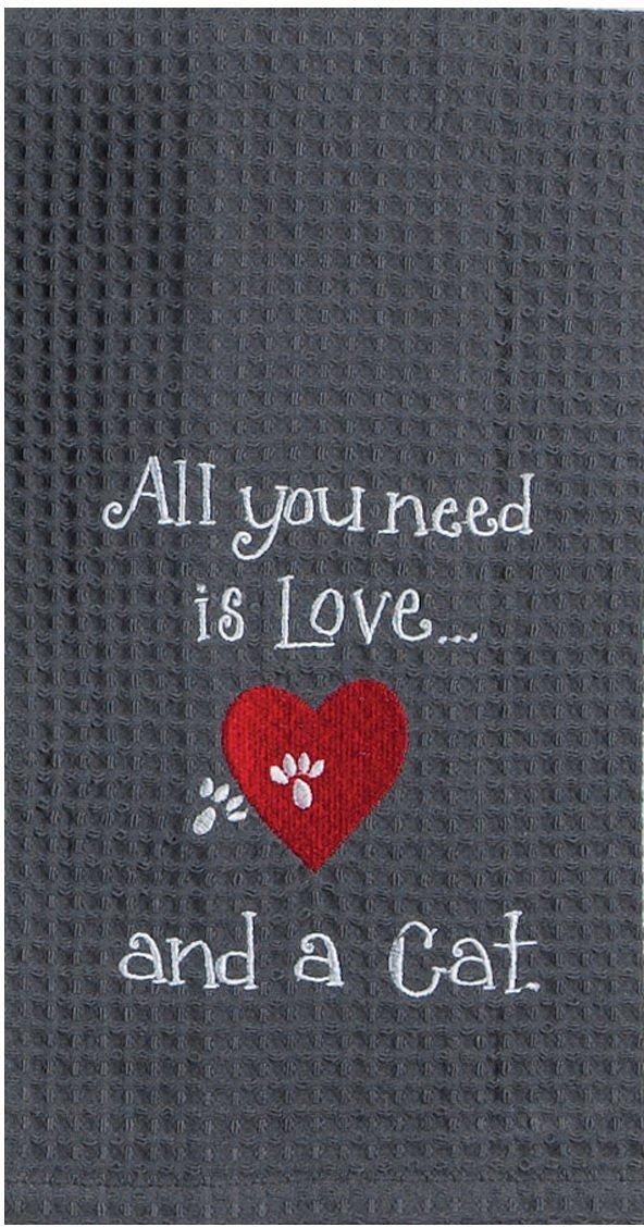 Cat Love Waffle Kitchen Towel