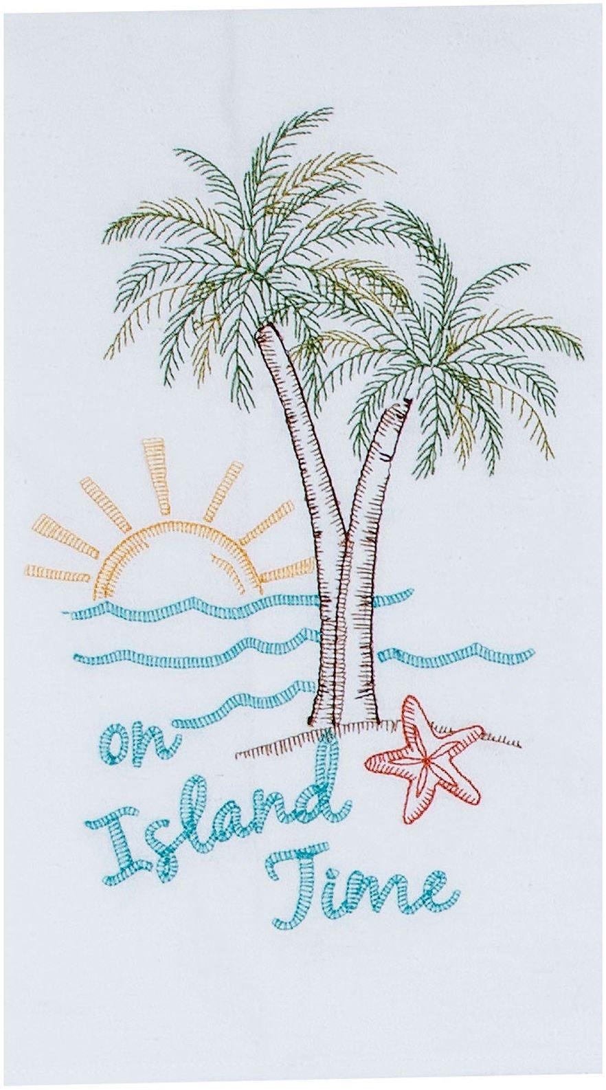 Palm Tree On Island Time Flour Sack Towel