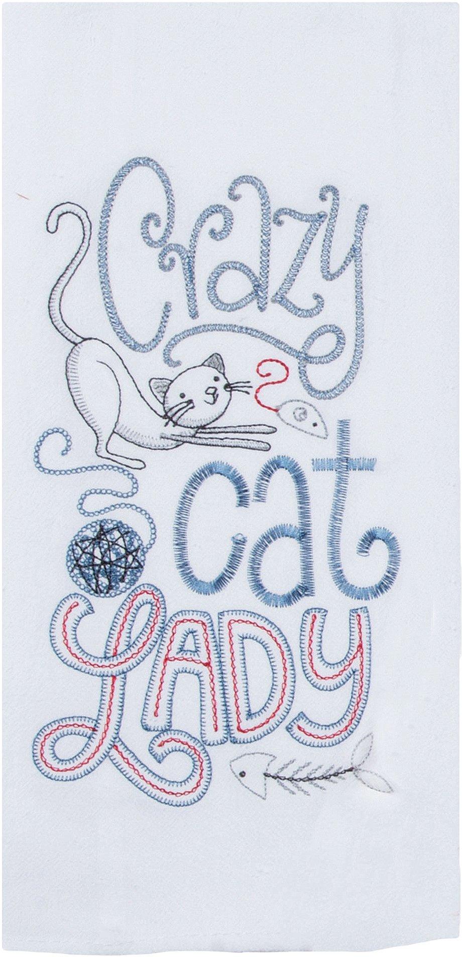 Kay Dee Designs Crazy Cat Lady Embroidered Flour Sack Towel