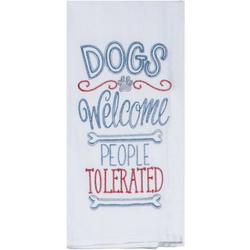Dogs Welcome Embroidered Flour Sack Towel