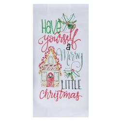18 x 28 Embroidered Gingerbread House Kitchen Towel