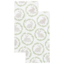 2 Pk Bunnies and Wreaths Kitchen Towels