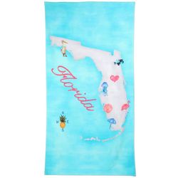 Kaufman 30x60 Florida Map Print Beach Towel
