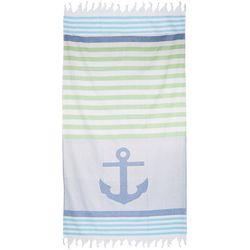 Coastal Home Stripe Anchor Beach Towel