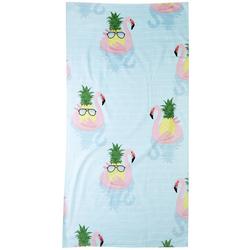Pineapple Flamingo Float Beach Towel
