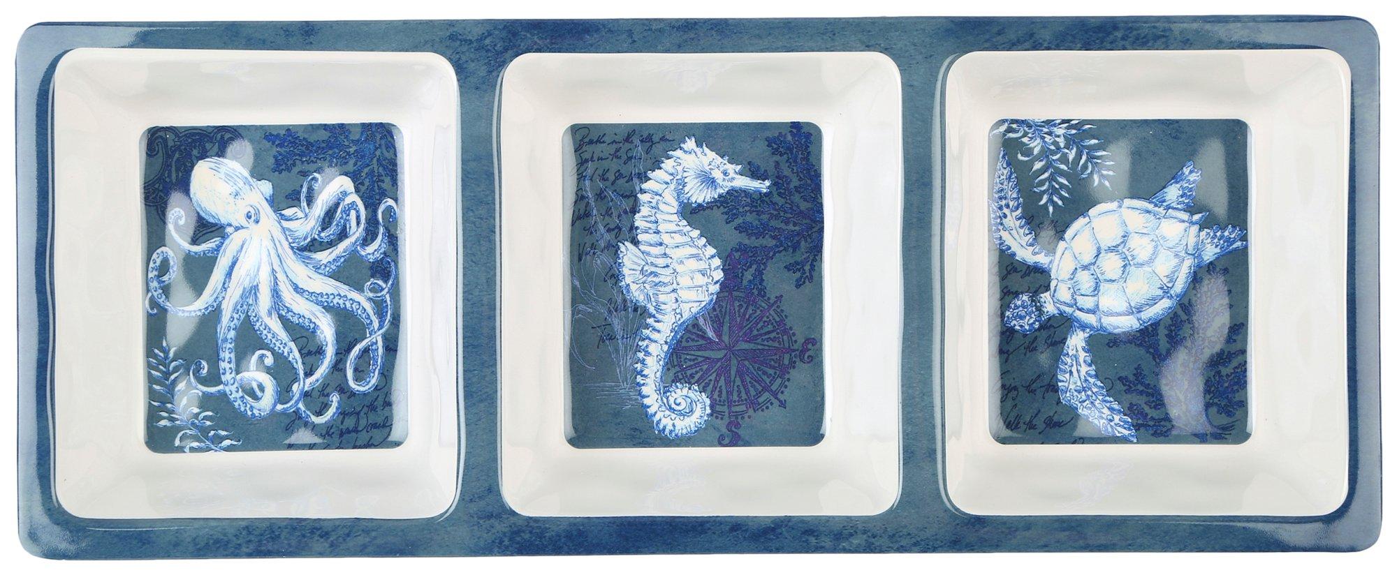 Certified International Marine Life 3 Section Serving Tray