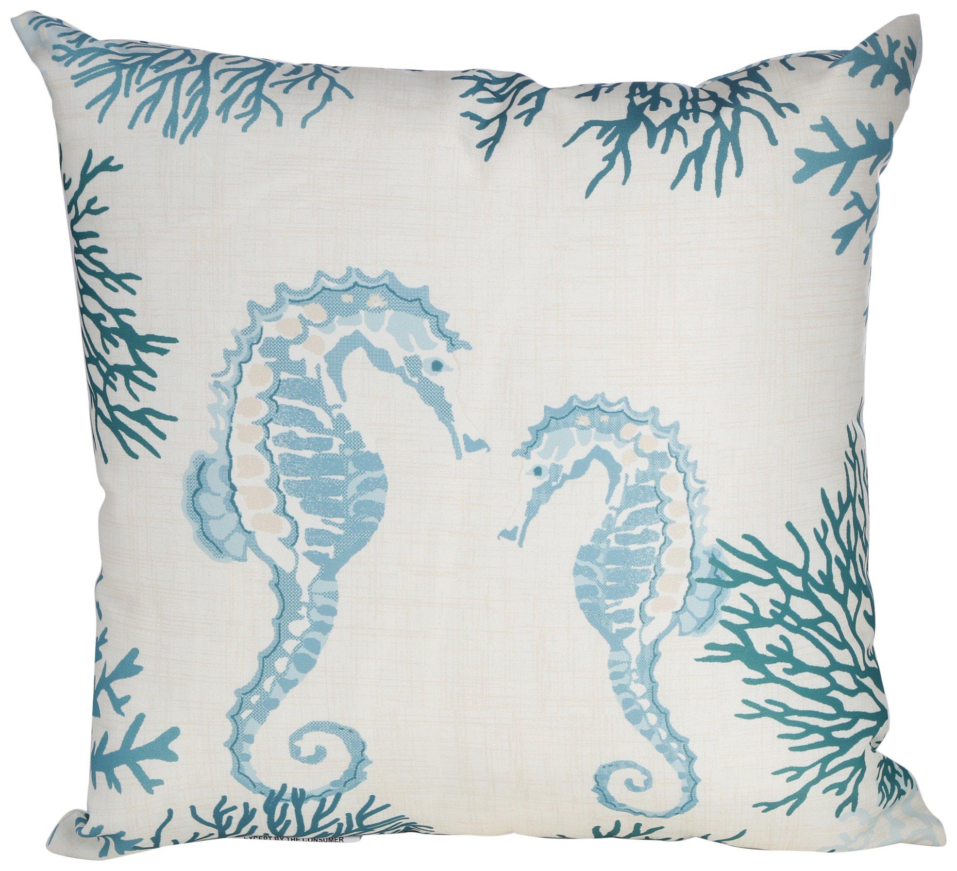 Double Seahorse Outdoor Pillow