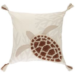 LR Resources Tufted Turtle Coral Tassel Decorative Pillow