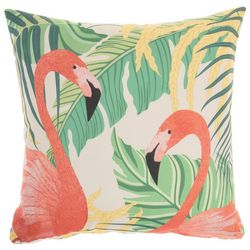 Mina Victory Flamingo Palm Leaf Outdoor Pillow