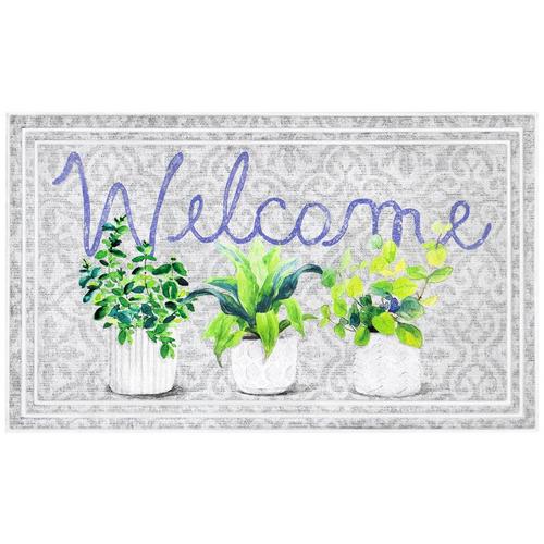 Coastal Home Welcome Plants Accent Rug