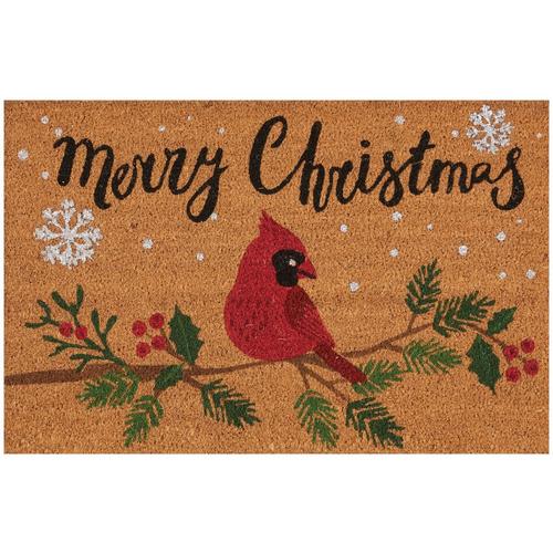 Nourison Merry Christmas Cardinal Coir Doormat