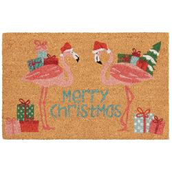 Flamingo Merry Christmas Coir Doormat