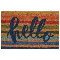 Striped Hello Coir Doormat