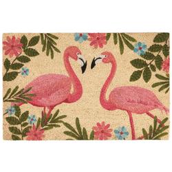 Double Flamingo Coir Welcome Doormat