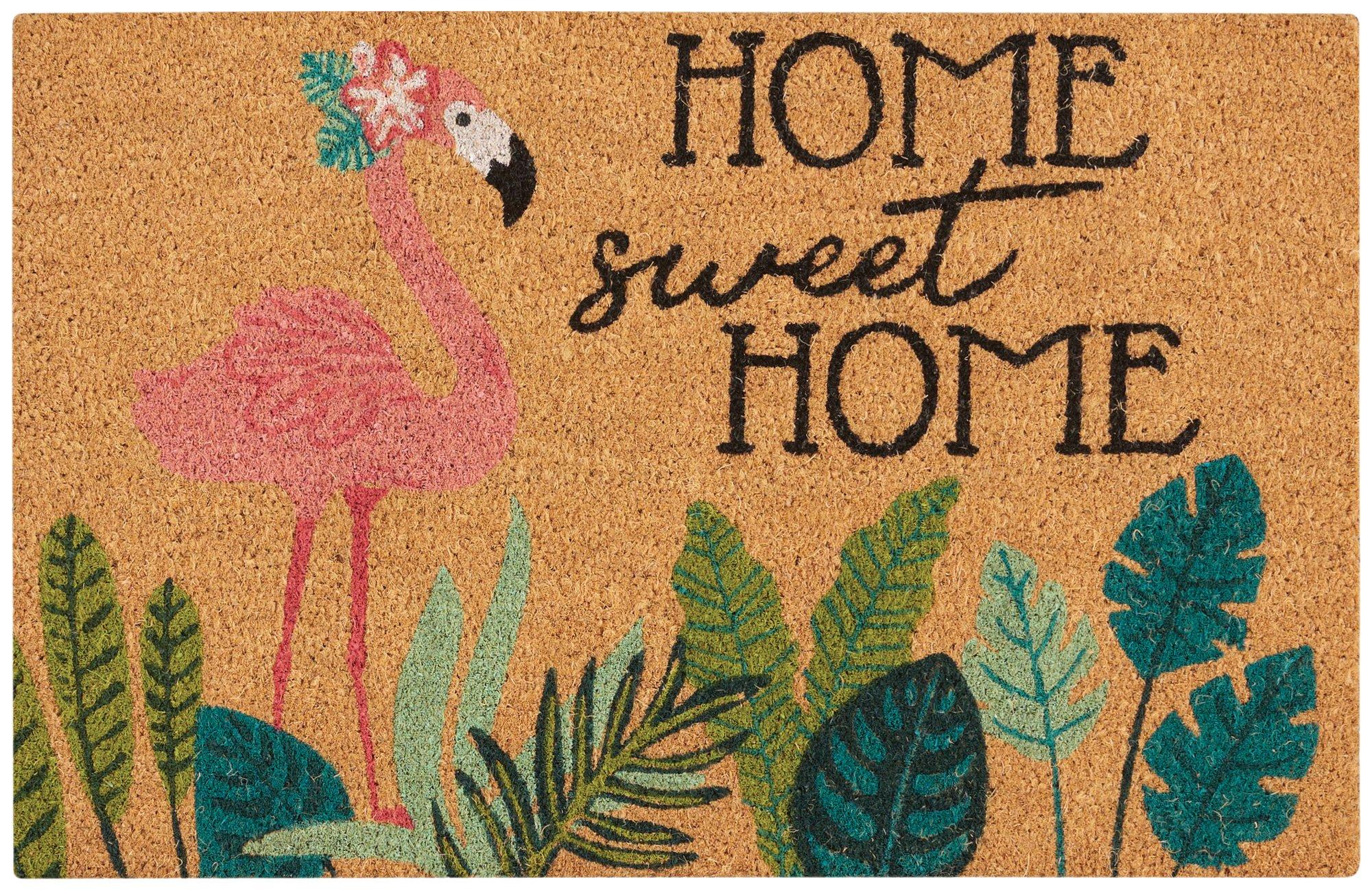 Flamingo Home Sweet Home Coir Doormat