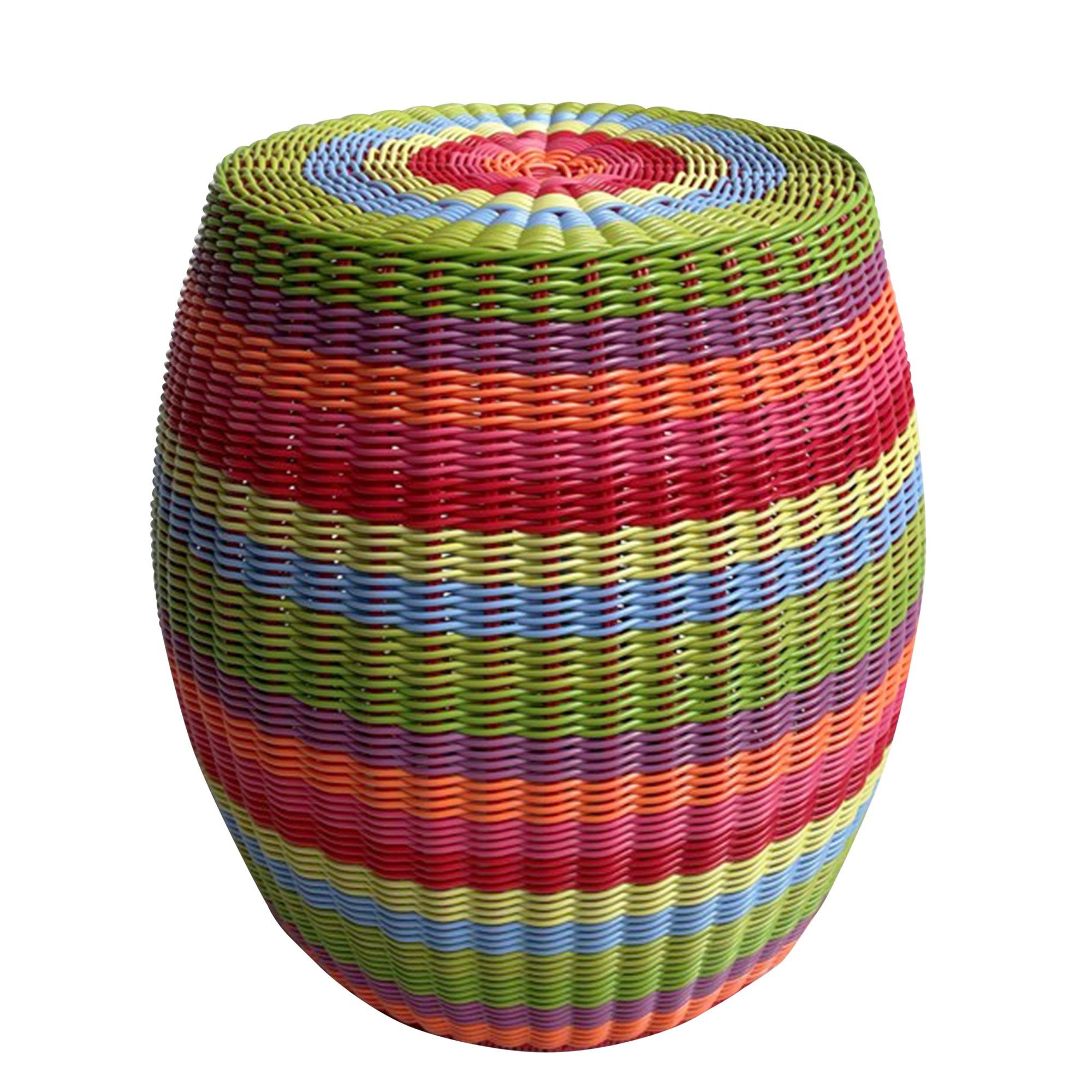 Sunset Vista Designs 17in. Striped Wicker Stool Side