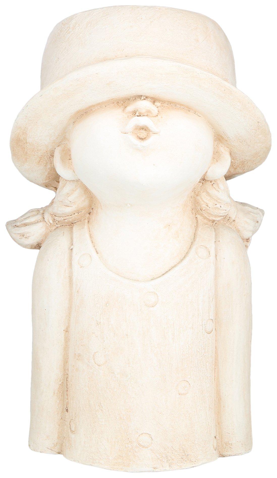 Coastal Home Ceramic Girl with Hat Planter