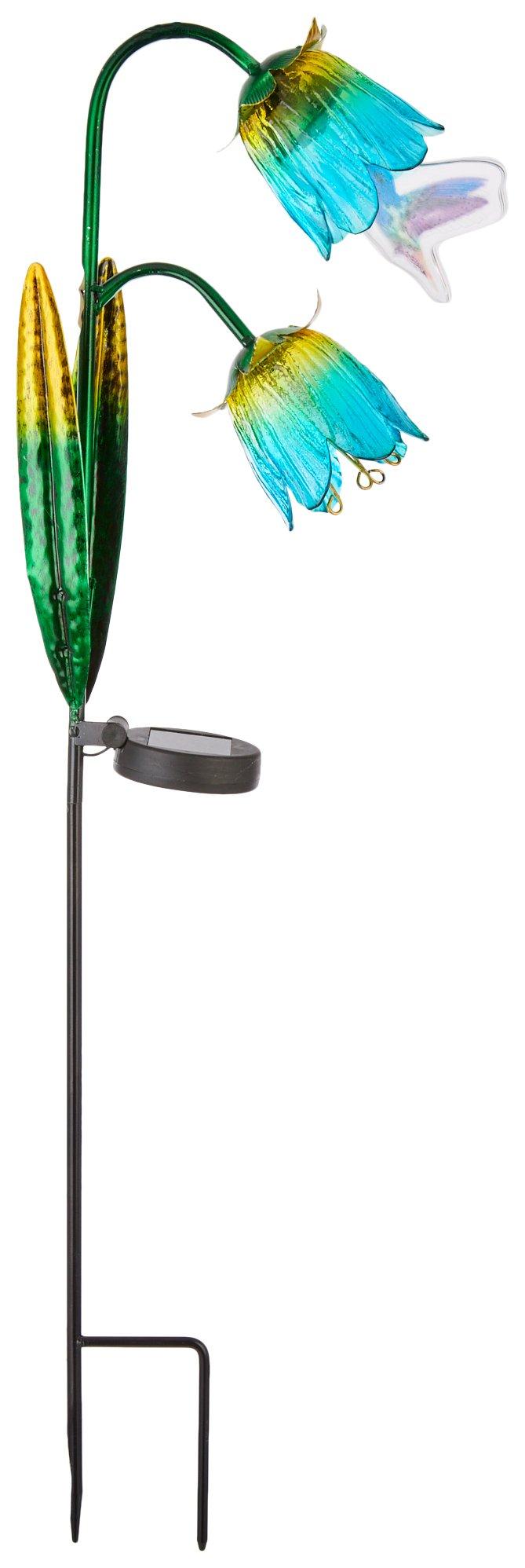 Fancy That 30in. Solar Light Glass Flower Garden