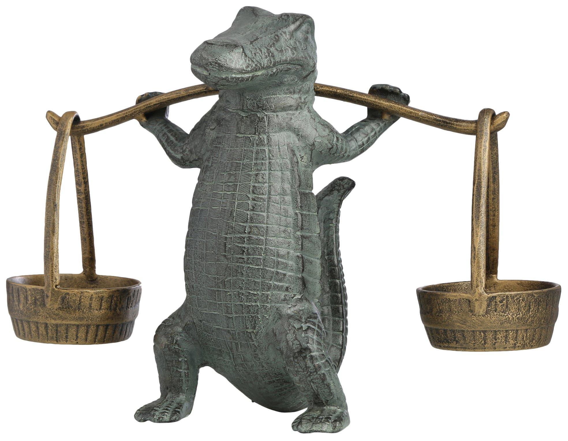 San Pacific Alligator Candle Holder Sculpture