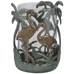 San Pacific Metal Flamingo Lantern Decor
