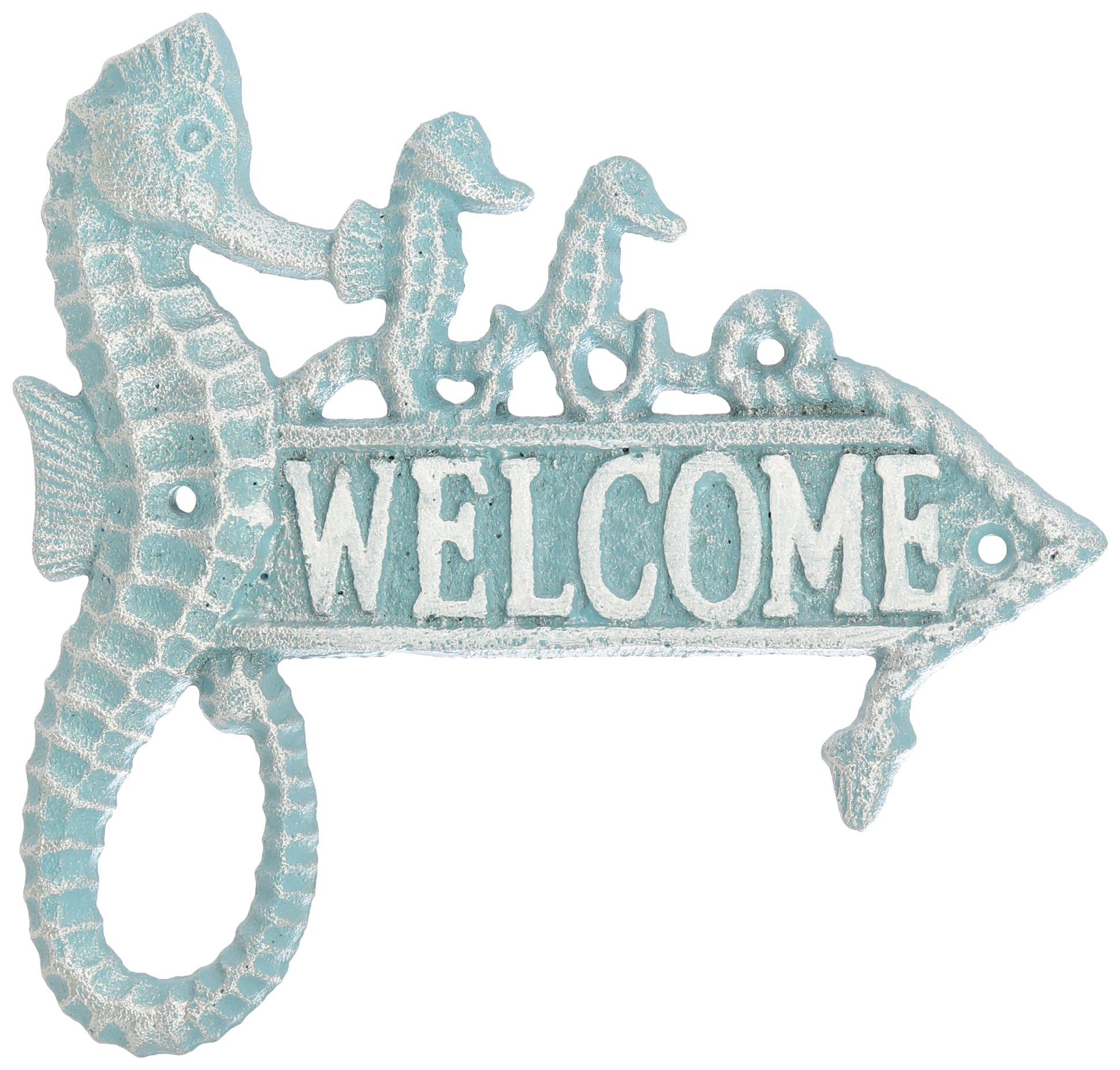 Metal Seahorse Welcome Sign Decor